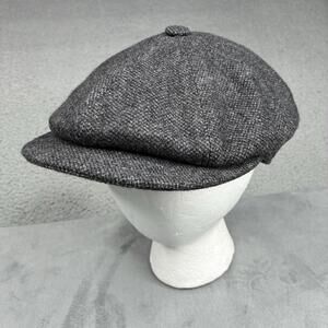 Hats in the Belfry Men’s Wool Newsboy Cap Gray Herringbone Italy Lined Small